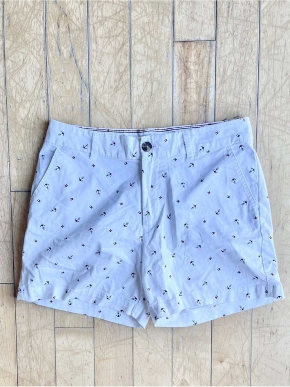 Tommy Hilfiger White Nautical Anchor Print Classic Stretch Shorts Size 8